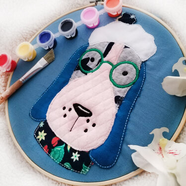 Stickmuster "Hund Luna Doodle" für Stickliebhaber - Sticken