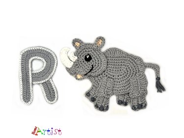 Crochet Animal Alphabet R Rhino