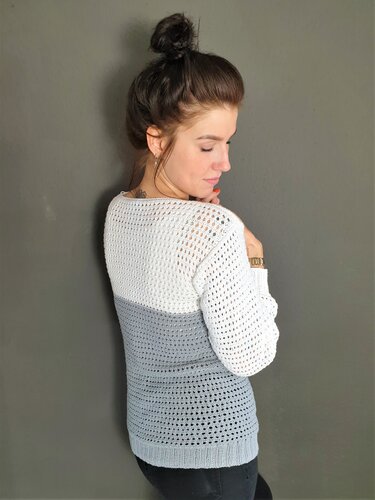173 Strickanleitung Pullover Netzmuster Lochmuster - Bild 7