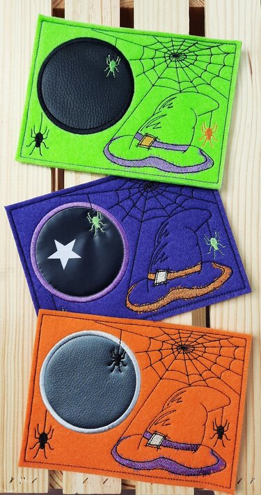 Stickdatei MugRug Untersetzer Hexenhut 13x18cm und 13x20cm - Sticken