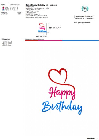 Stickdatei Schriftzug Happy Birthday - Sticken