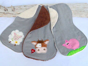 ITH Stickdatei Spucktuch Schulterspucktuch Bauernhof Tiere 18x30cm - Sticken