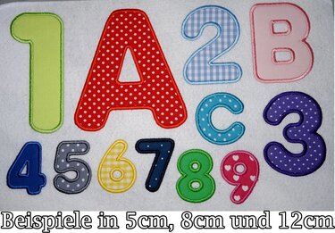 12cm Buchstaben und Zahlen Stickdatei Alphabet Zahl - Sticken