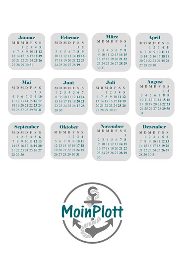 Monatskalender 2020 verschiedene Farben PDF kostenlos zum selber ausdrucken Organizer Filofax etc. - Basteln