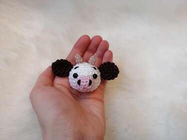 Häkelanleitung Anhänger Kuh, Schlüsselanhänger, Kuh Kopf häkeln