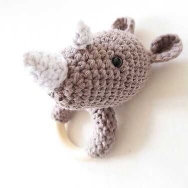 Häkelanleitung - Nashorn Beißring & Rassel