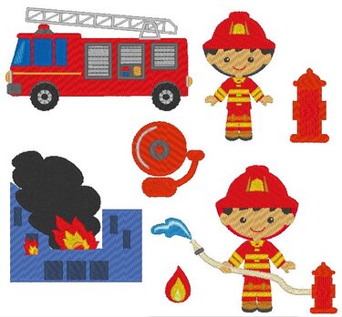 Feuerwehr Feuerwehrmann Stickdatei - Sticken