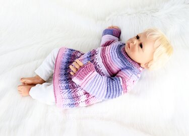 Baby & children's sweater “Elina”, size: 0 m - 5 y. (round shoulder yoke) - Crochet
