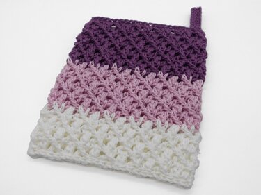 Waschhandschuh XOX aus Baumwolle oder Schwammgarn - Häkeln