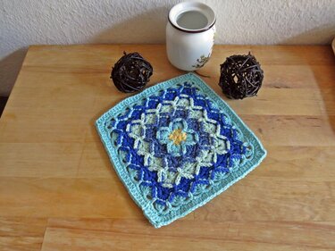 Untersetzer "Blaue Kachel" - Häkeln