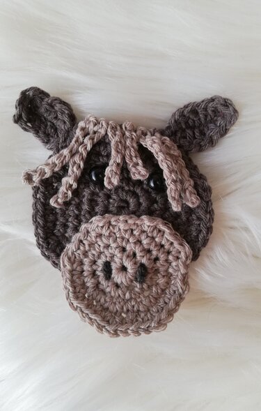 Applikation Esel häkeln - Esel Paulchen 10,5 x 9 cm