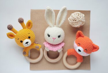 Crochet pattern Baby rattle Fox