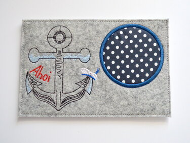 Stickdatei Mug Rug Untersetzer Anker Ahoi 13x18cm und 13x20cm - Sticken