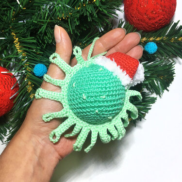 Crochet pattern Christmas ornament tree ball Amigurumi Funny Microbe - Image 7