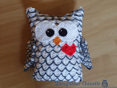 Kissen weiße Eule - Häkeln