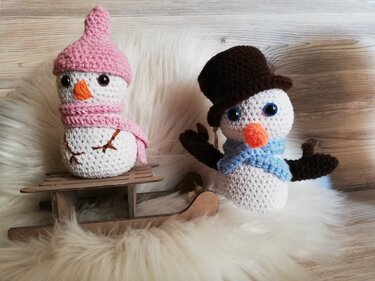 Häkelanleitung Schneemann Pärchen 18 cm groß