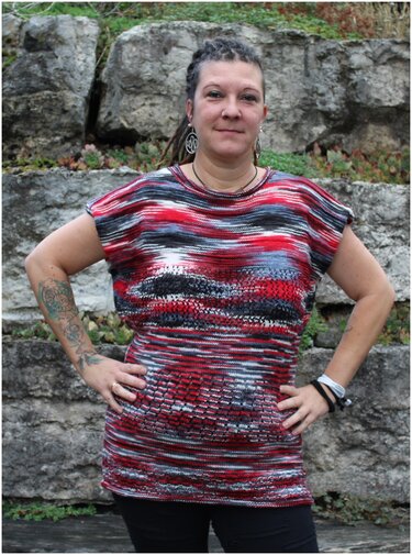 Top / Kurzarmpulli "Vampirblut" - Stricken