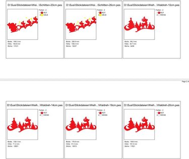 Stickdatei Weihnachten ♥ Reh ♥ Schlitten ♥ Silhouette Tanne - Sticken