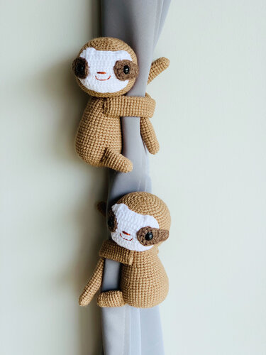 Sloth Curtain Tie Back Crochet Pattern