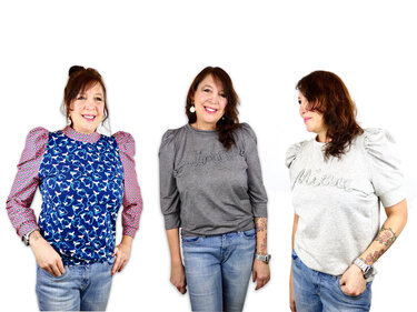 Puff-Shirt Damenshirt Puffärmel Sweater einfach nähen eBook Schnittmuster & Anleitung firstloungeberlin - Bild 2