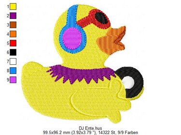 DJ Ente 10x10 - Sticken