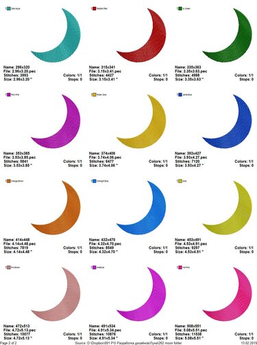 Moon embroidery design