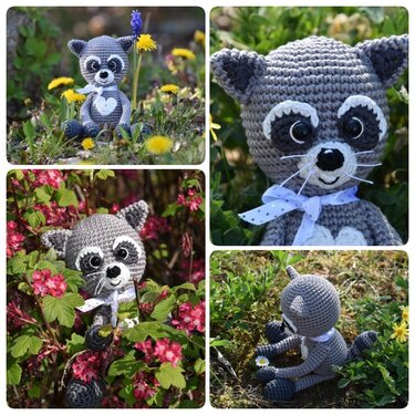 Häkelanleitung Waschbär mit Herz