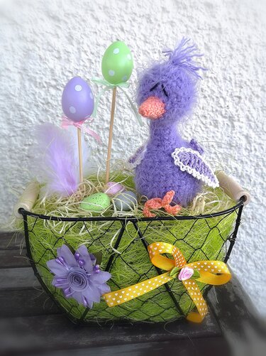 Küken SWEETY Osterdeko Kantenhocker Frühling Ente - Häkeln