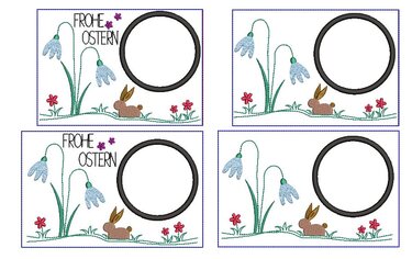 Stickdatei MugRug Hasenwiese 13x18cm und 13x20cm - Sticken