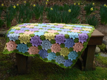 Patchwork Flowers Baby Blanket - PB-112 - Crochet