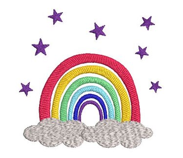 Stickdatei Regenbogen auf der Wolke Vollstick SET verschiedene Größen - Sticken