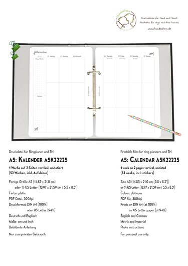 Weekly Planner 1W2P v A5 inserts Dogs A5K22225 - Image 4