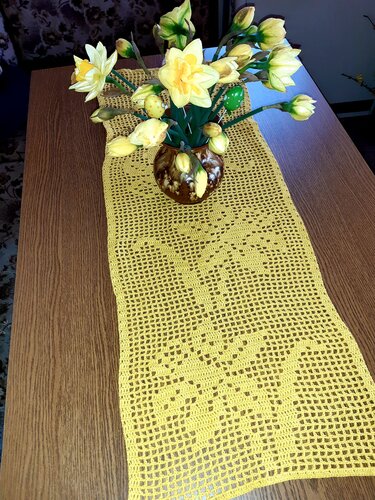 Tischläufer Narzissen - Häkeln
