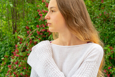 Pullover "Weisse Rose", Gr. 42 - Bild 4