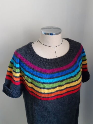Somewhere Rainbow Sweater - circular yoke seamless top down sweater - Knitting