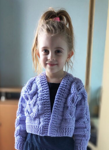 Cable Cardigan Toddler-Child - Crochet
