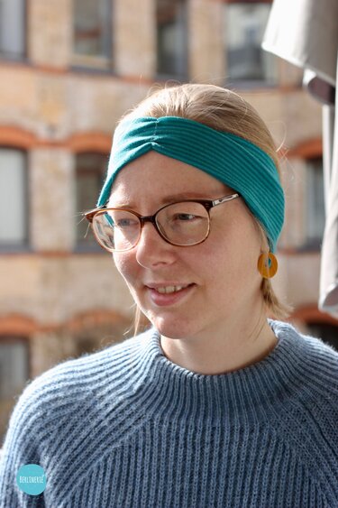 Stirnband mit Ohren, schlicht, mit Drehung oder Raffung Wolle-Seide KU 43-58 - Nähen