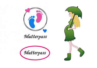 Stickdatei Mutterpasshülle SET 1, Rahmen 20 cm x 30 cm, ITH - Sticken