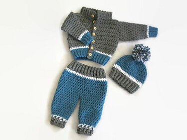 Crochet Pattern baby boy sweater set