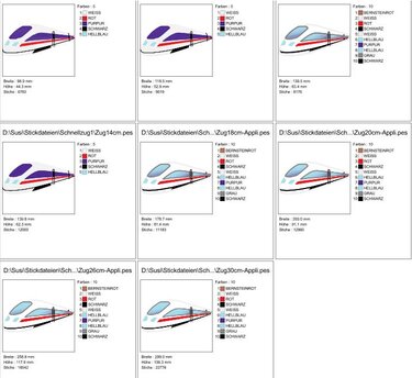 Schnellzug 1 Stickdatei Zug Eisenbahn - Sticken