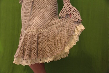 Anleitung Schmaler Netz Rock mit Knie Rüsche - Goldmarie - - Häkeln