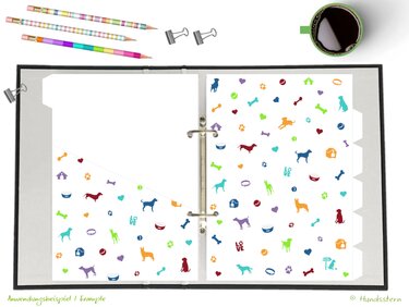 A5 Dividers Tabs w/ pockets Dogs multi A5D31108 - Crafts