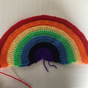 Crochet Rainbow Wall Hanger for beginners, easy pattern