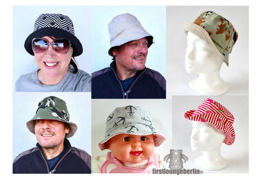 Sommerhut Bucket Hat auch zum Wenden - Mütze Hut Fischerhut für Kinder, Babys, Herren, Damen E-Book Regenhut Schnittmuster & Nähanleitung - DIY Design von firstloungeberlin
