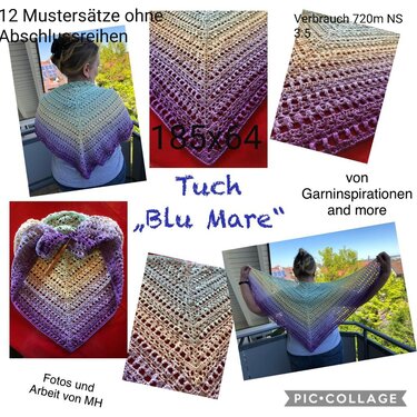 Blu Mare ein symmetrisches Dreieckstuch - Häkeln