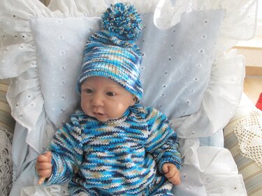 Strickanleitung Babyset auch für Reborn Gr. 50 3-teilig Handarbeit - Bild 4