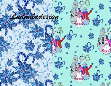 Snowman digital paper Christmas pattern - Crafts