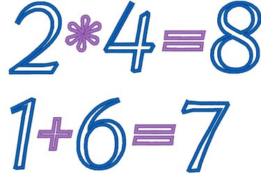 Zahlen 8cm und Rechen Zeichen Stickdatei Mathe Vokabel - Sticken