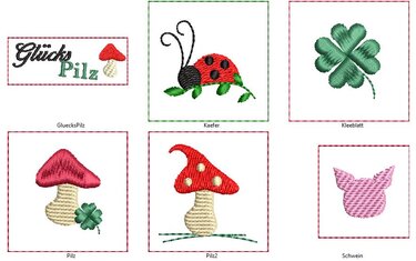 Stickdatei Label Glück SET 13 Motive - Sticken