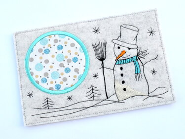 Stickdatei MugRug Untersetzer Schneemann 13x18cm und 13x20cm - Sticken